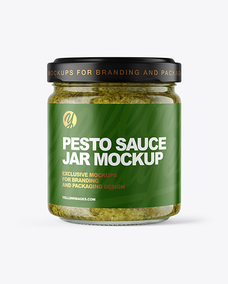 Clear Glass Jar with Pesto Sauce Mockup