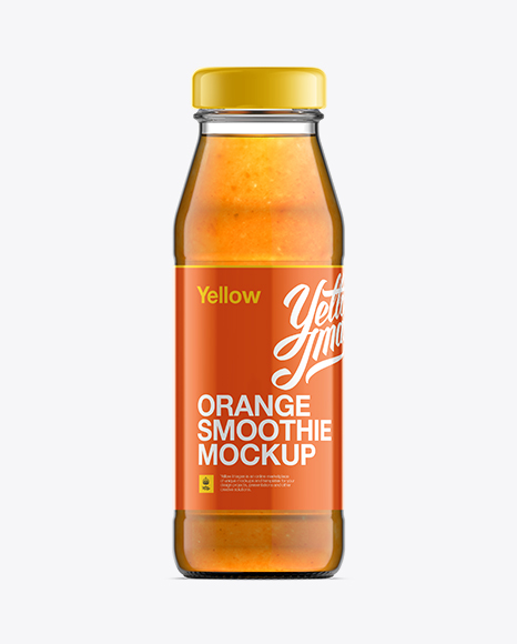 Clear Bottle W/ Orange Smoothie Mockup
