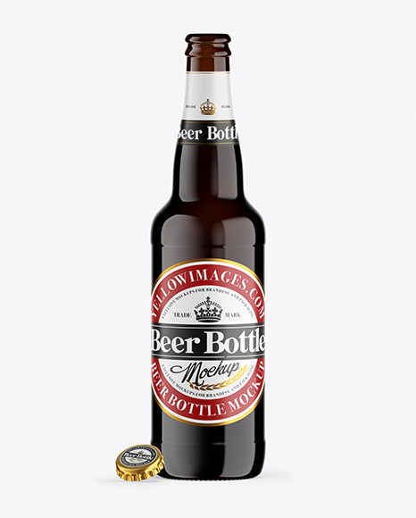 Amber Glass Dark Beer Bottle Mockup