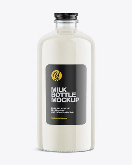 Milk Bottle Mockup - Half Side View