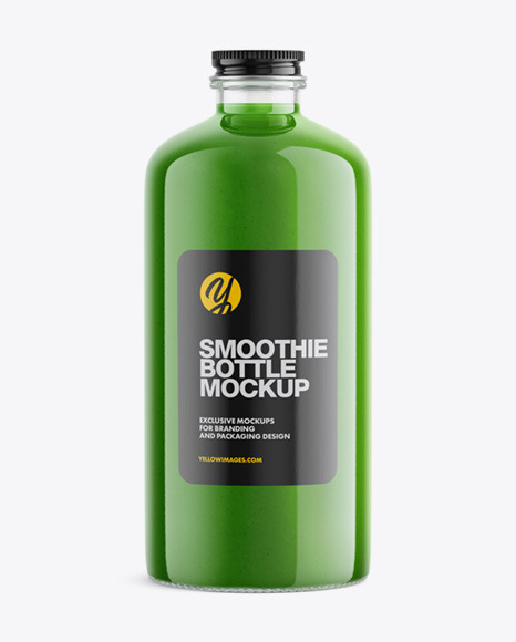 Green Smoothie Bottle Mockup - Half Side View