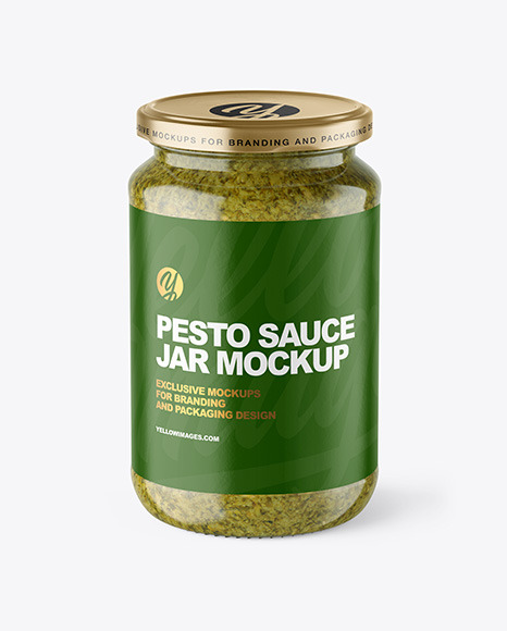 Clear Glass Jar with Pesto Sauce Mockup