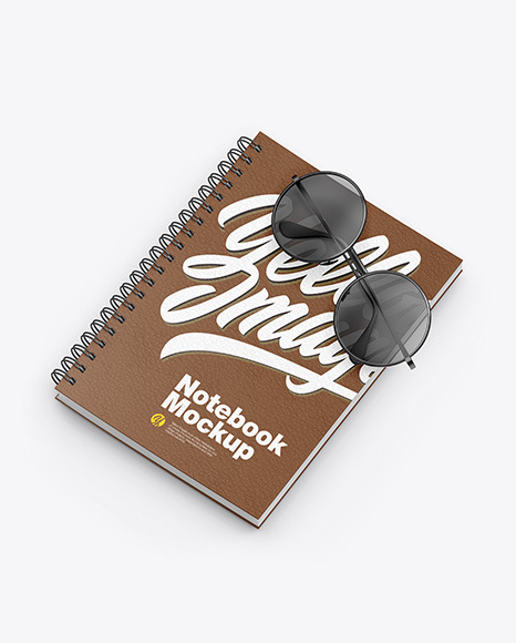 Leather Notebook with Sunglasses Mockup