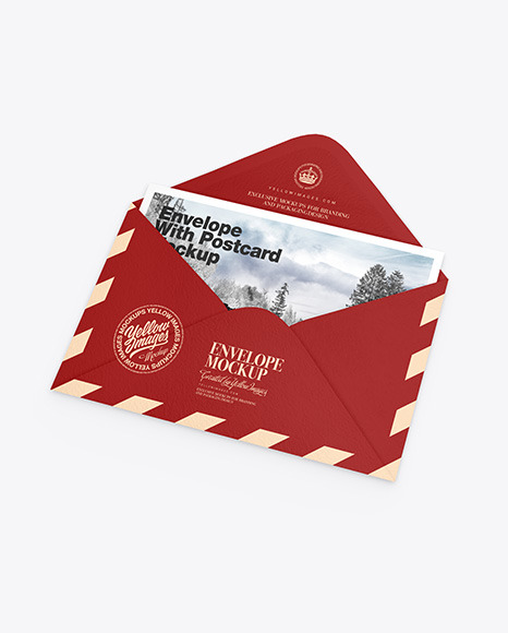 Textured Envelope w/ Postcard Mockup