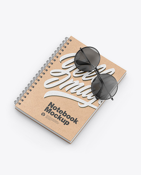 Kraft Notebook with Sunglasses Mockup