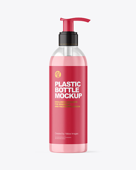 Clear Liquid Soap Bottle with Pump Mockup