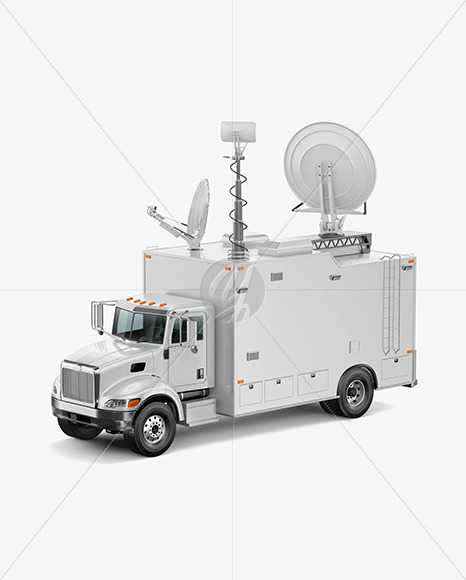 TV Truck Mockup - Half Side View (High-Angle Shot)