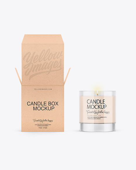 Candle W/ Kraft Box Mockup