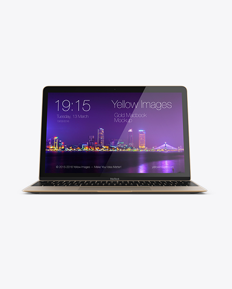 Apple MacBook Gold Mockup - Front View