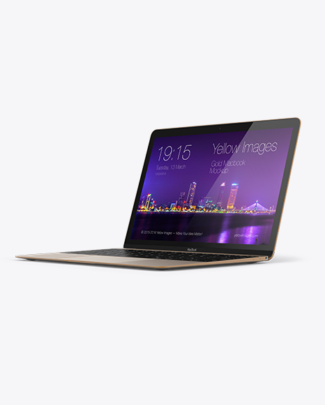 Apple MacBook Gold Mockup - 3/4 Right View