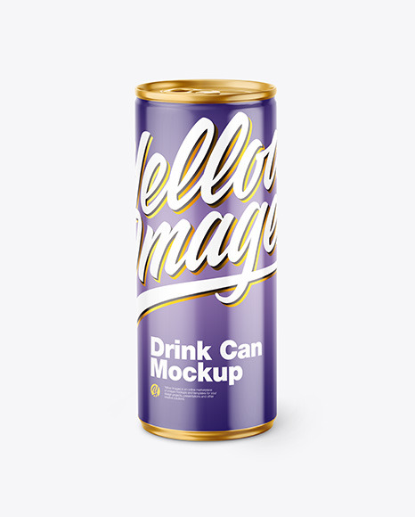 Metallic Drink Can w/ Glossy Finish Mockup