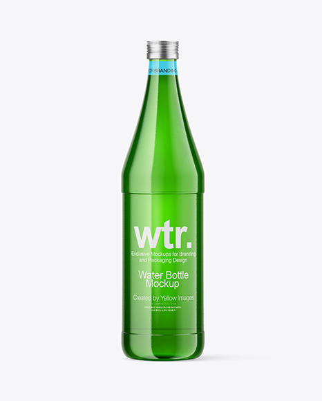 750ml Green Glass Water Bottle Mockup