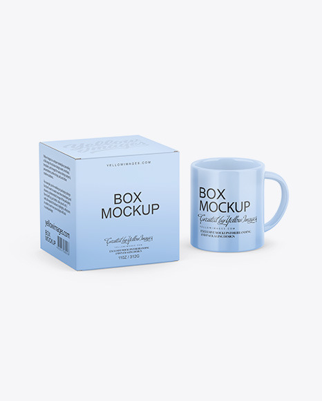 Paper Box W/ Glossy Mug Mockup