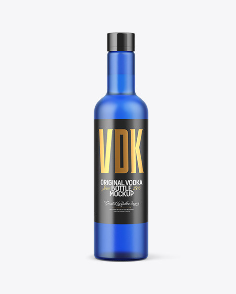 Frosted Blue Glass Vodka Bottle Mockup
