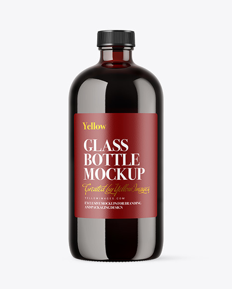 Dark Amber Glass Bottle Mockup