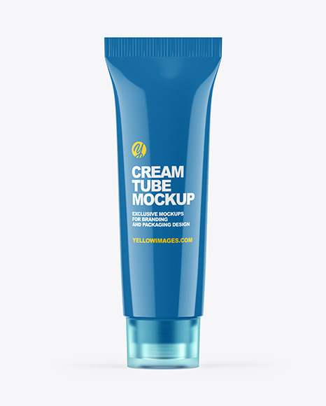 Glossy Cosmetic Tube With Clear Cap Mockup