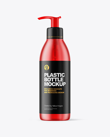 Frosted Color Plastic Bottle with Pump Mockup