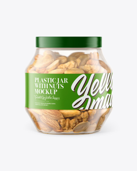 Plastic Jar With Nuts Mockup
