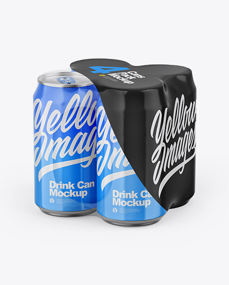 Glossy Cans in Shrink Wrap Mockup