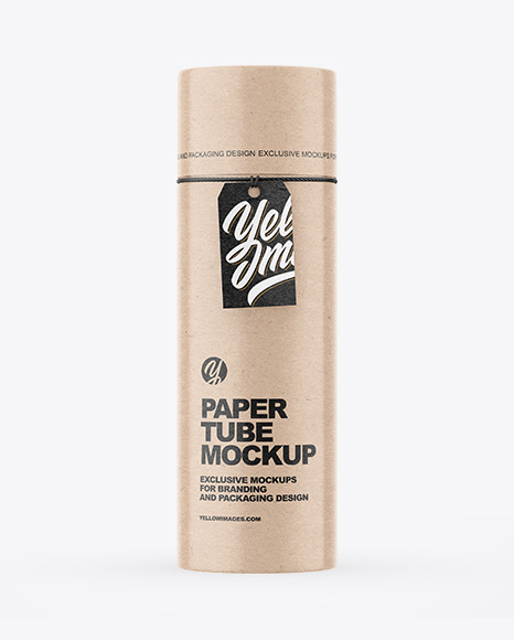 Kraft Paper Tube With Label Mockup