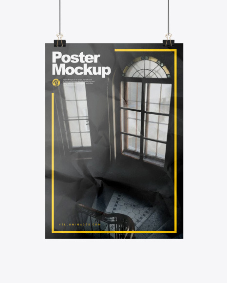 Crumbled A3 Poster with Clip Mockup