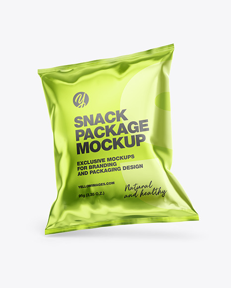 Glossy Metallic Snack Package Mockup