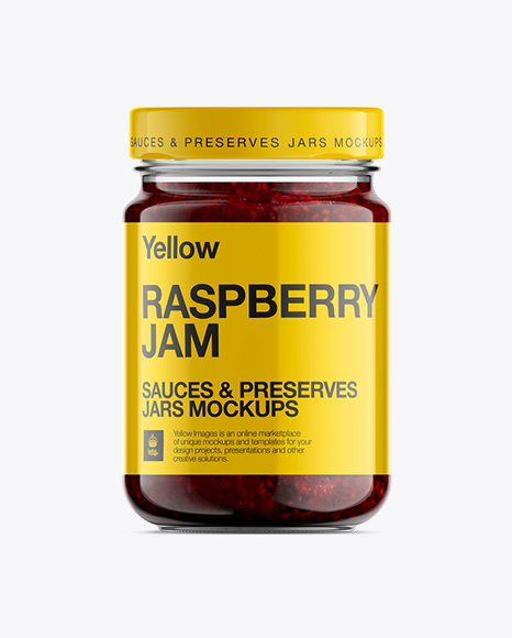 Glass Jar W/ Raspberry Jam Mock-up
