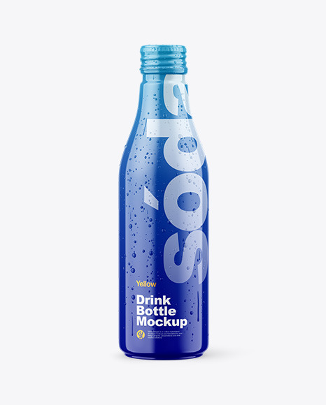 Glossy Drink Bottle w/ Drops Mockup
