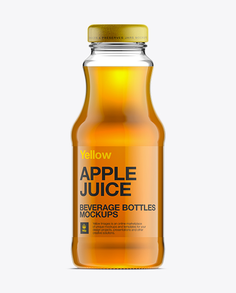 Glass Bottle W/ Apple Juice Mockup