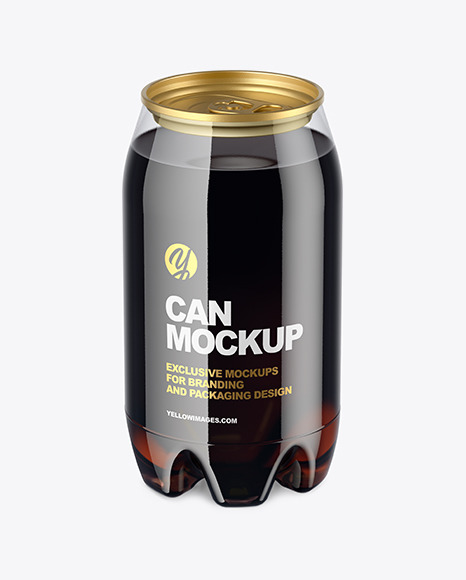 Clear PET Can with Dark Drink Mockup