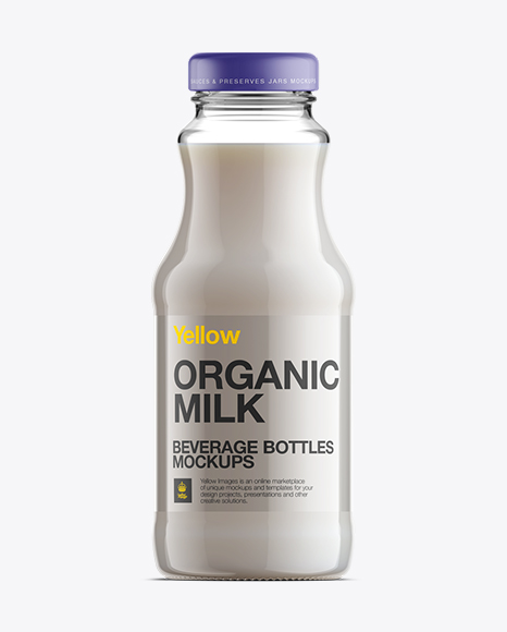 Glass Bottle W/ Milk Mockup
