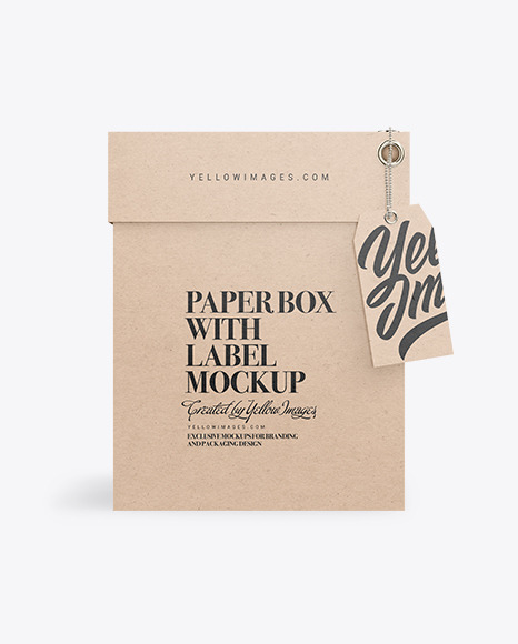 Kraft Paper Box with Label Mockup