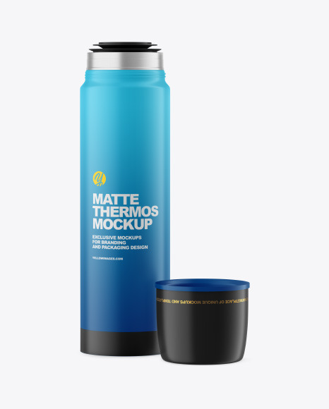 Opened Matte Thermos Mockup