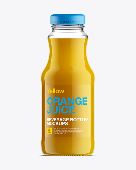 Clear Glass Bottle W/ Orange Juice Mockup