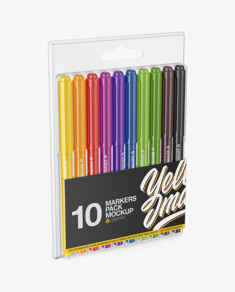 10x Glossy Markers Pack Mockup