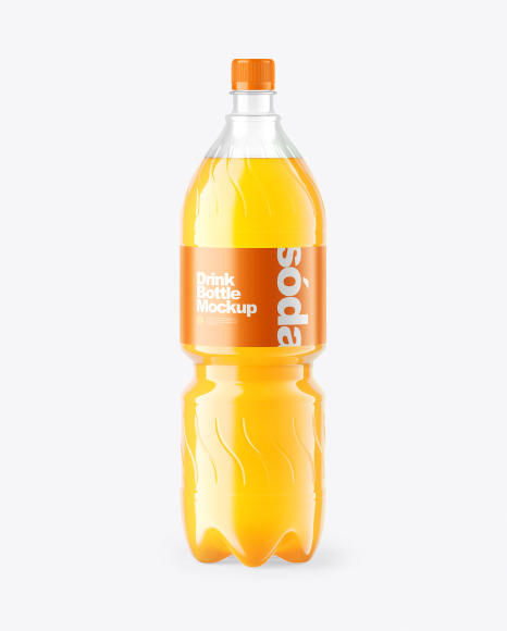 Orange Soft Drink Bottle Mockup