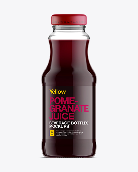 Glass Bottle W/ Pomegranate Juice Mockup