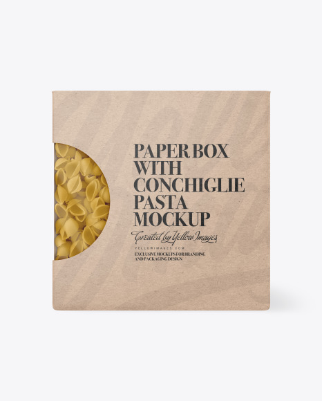 Kraft Paper Box With Conchiglie Pasta Mockup