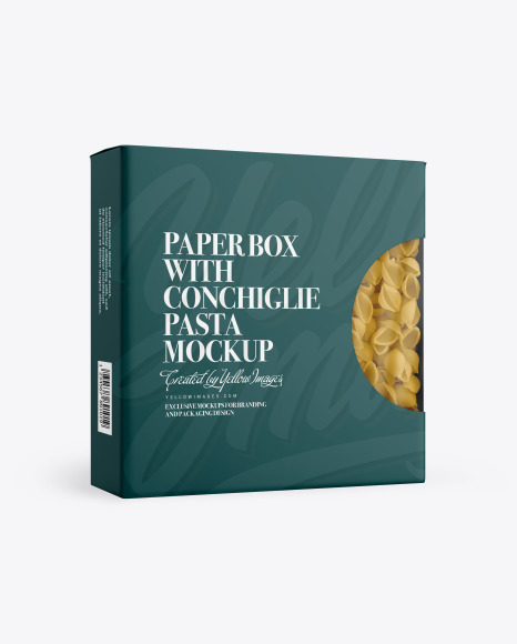 Paper Box With Conchiglie Pasta Mockup