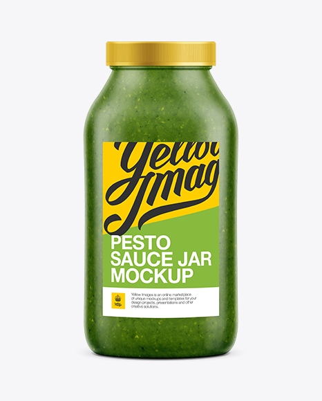 Clear Plastic Jar W/ Pesto Sauce Mockup
