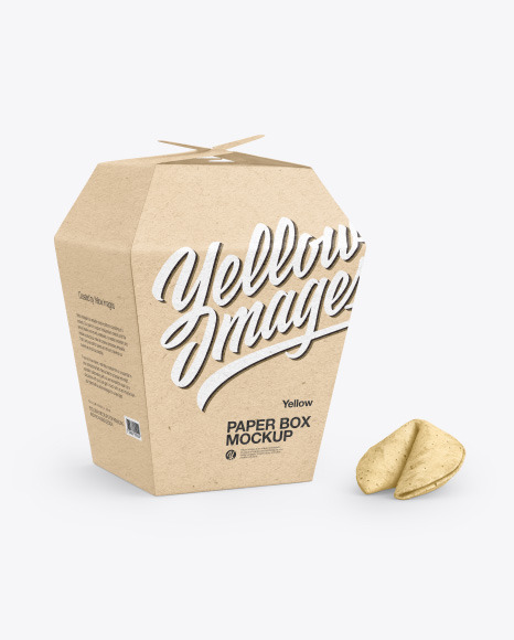 Kraft Paper Box w/Fortune Cookies Mockup