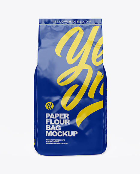 Glossy Paper Flour Bag Mockup
