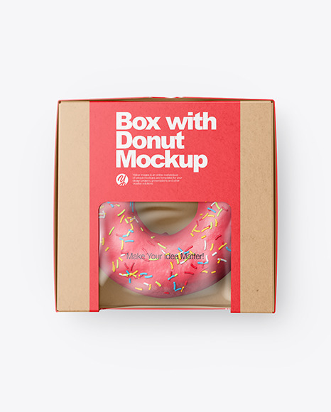 Kraft Box with Donut Mockup