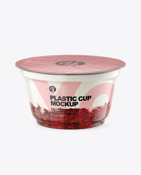 Plastic Cup w/ Yogurt and Raspberry Jam
