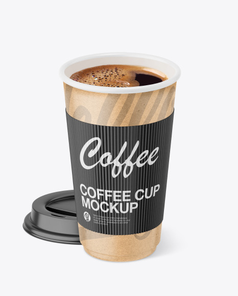Kraft Paper Coffee Cup With Holder Mockup