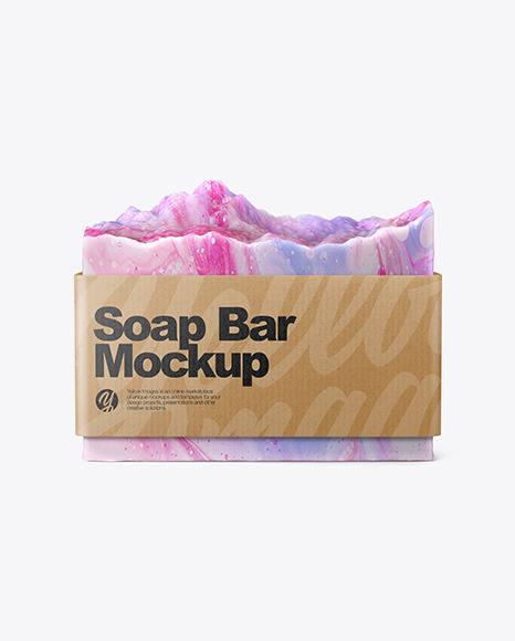 Handmade Soap Bar with Kraft Label Mockup