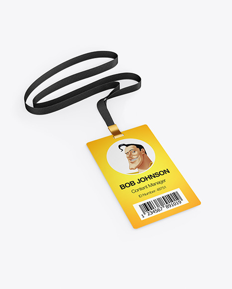 Lanyard w/ Plastic ID Card Mockup