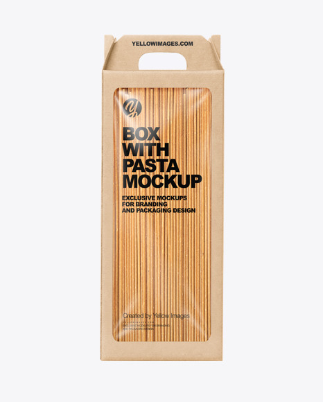 Kraft Box with Spaghetti Pasta Mockup