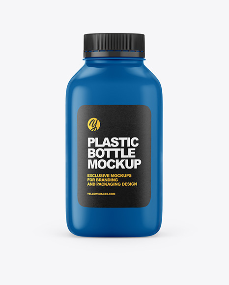 Glossy Square Plastic Bottle Mockup