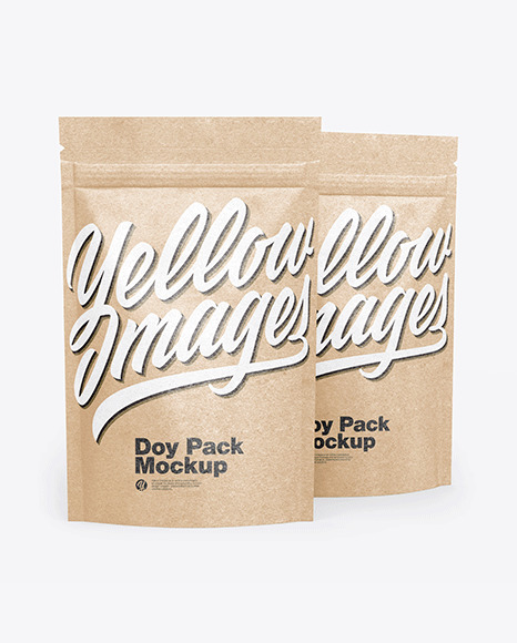 Two Kraft Stand-Up Pouches Mockup
